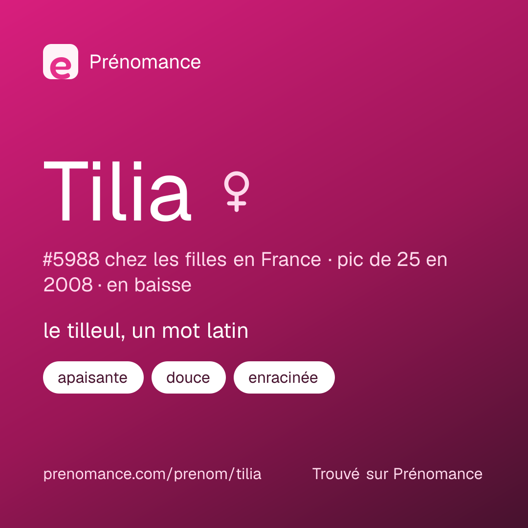 Carte de partage du prénom Tilia