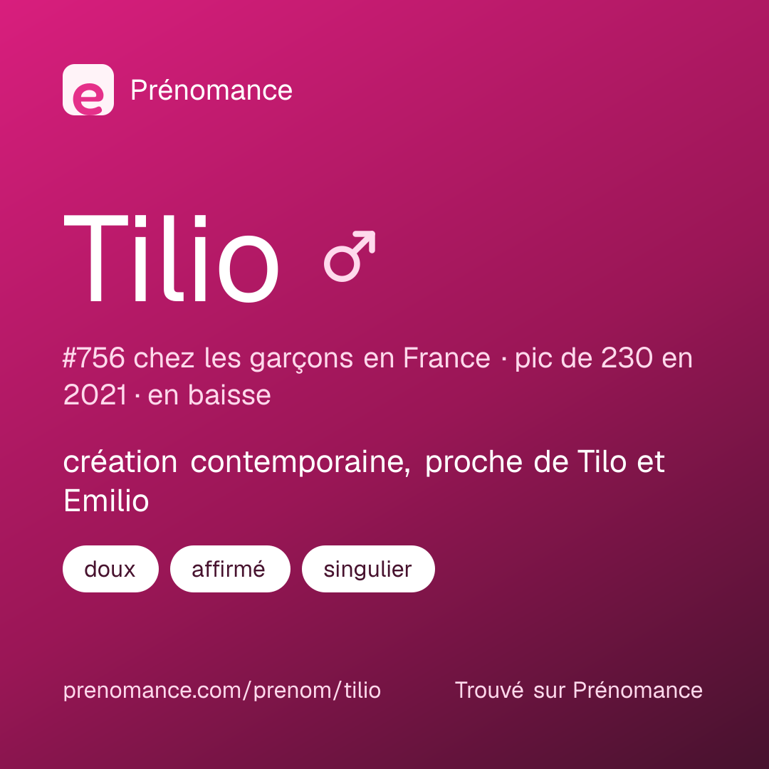 Carte de partage du prénom Tilio