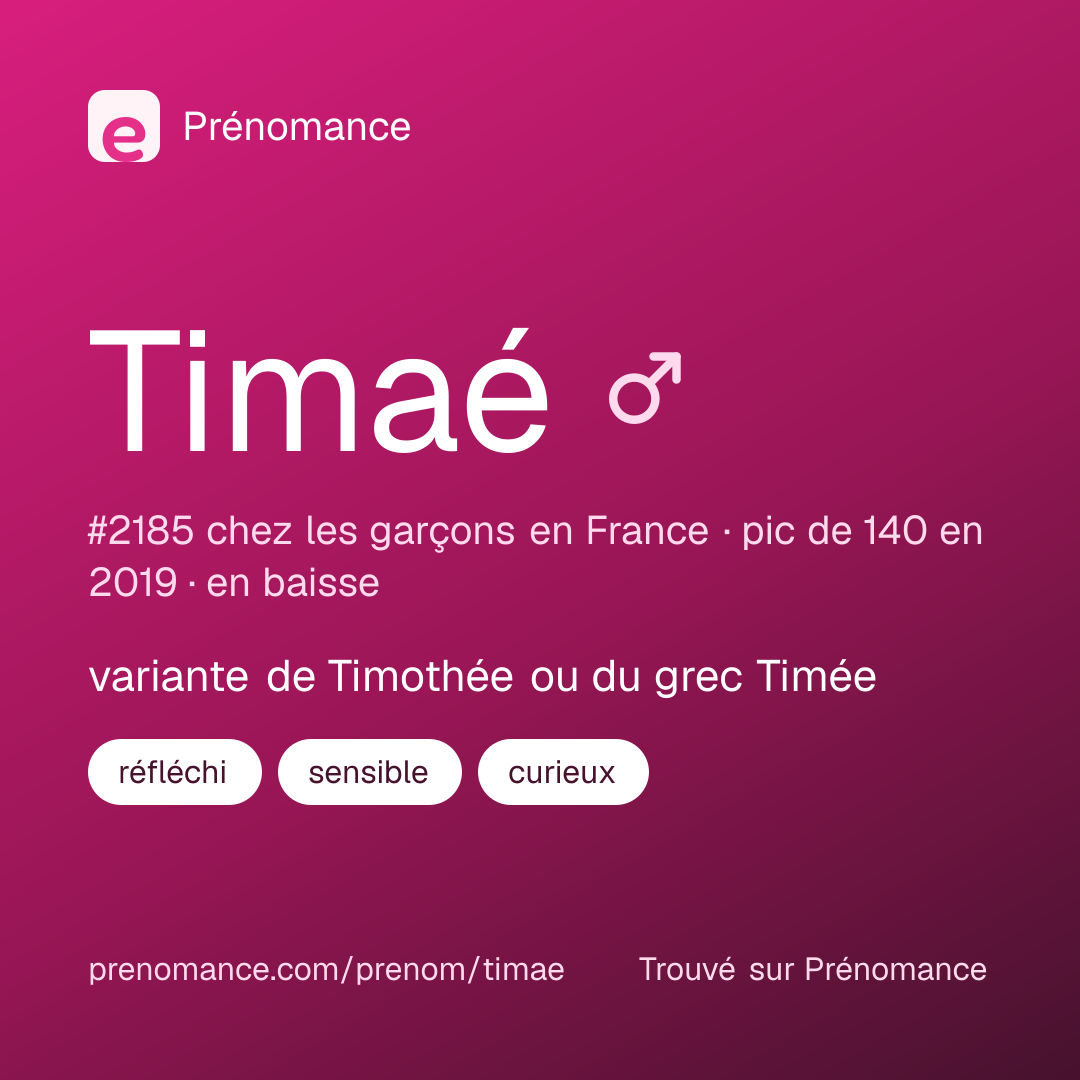 Carte de partage du prénom Timaé
