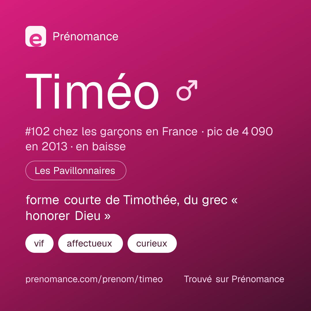 Carte de partage du prénom Timéo