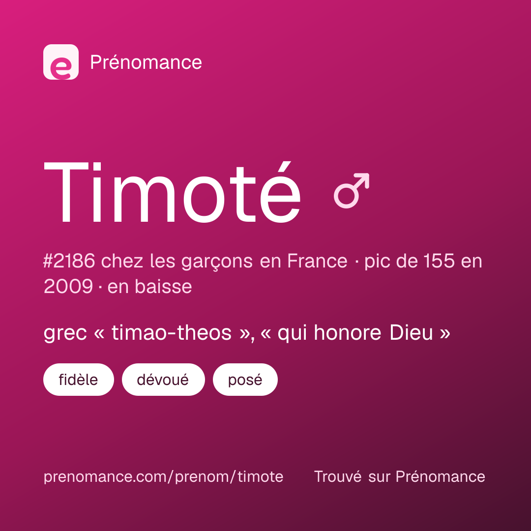 Carte de partage du prénom Timoté