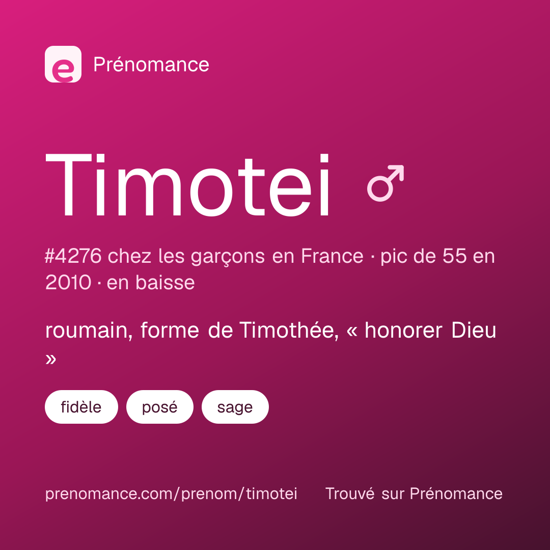 Carte de partage du prénom Timotei