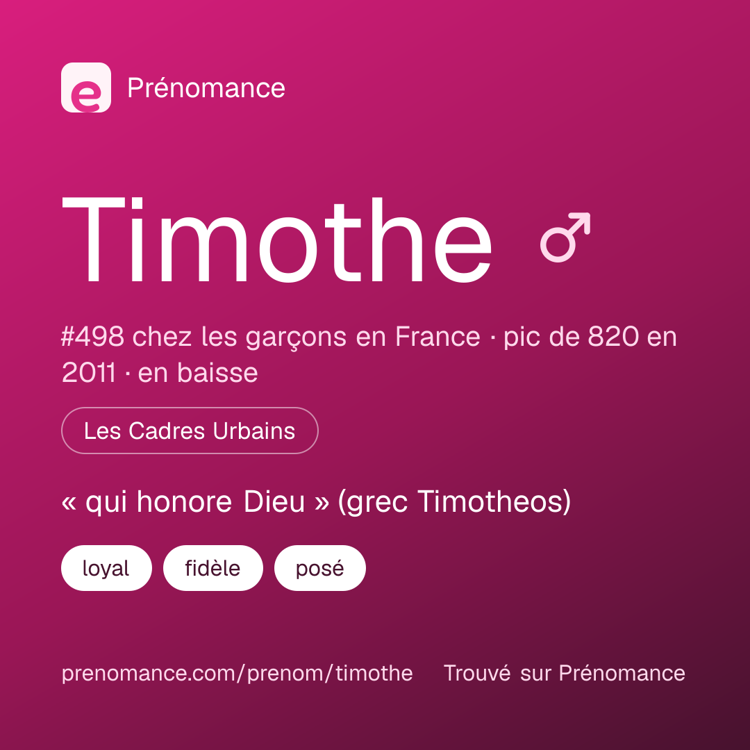 Carte de partage du prénom Timothe
