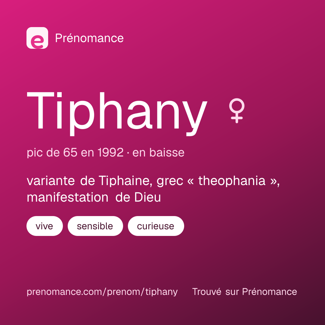 Carte de partage du prénom Tiphany