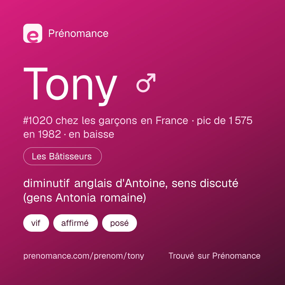 Carte de partage du prénom Tony