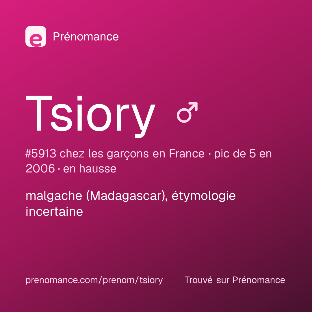 Carte de partage du prénom Tsiory