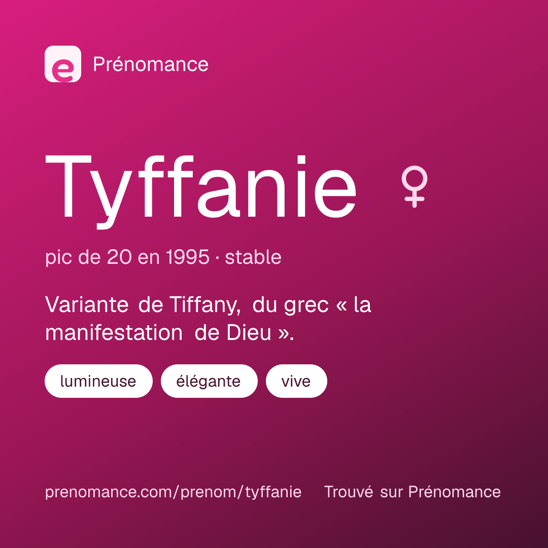 Carte de partage du prénom Tyffanie
