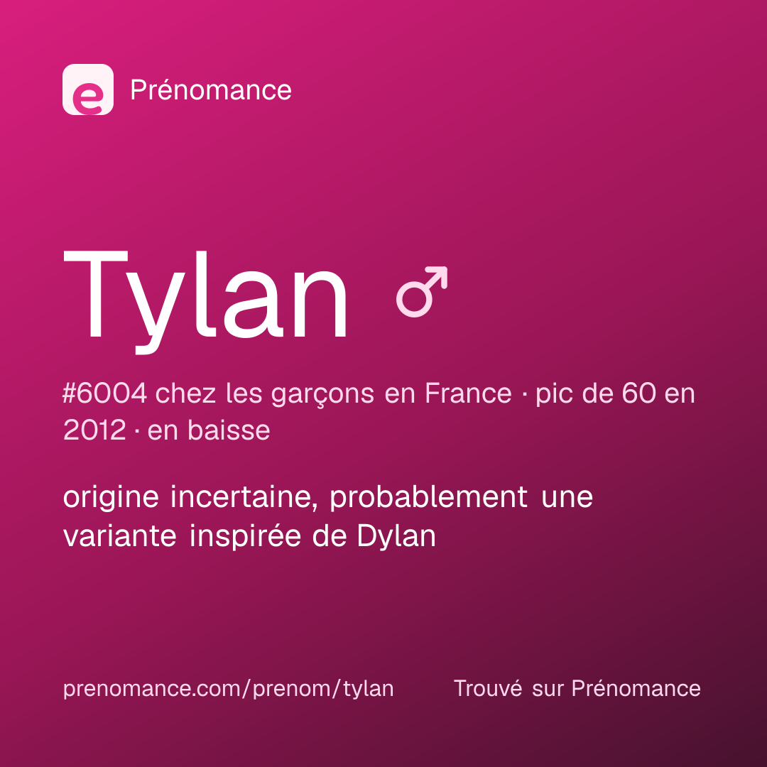 Carte de partage du prénom Tylan
