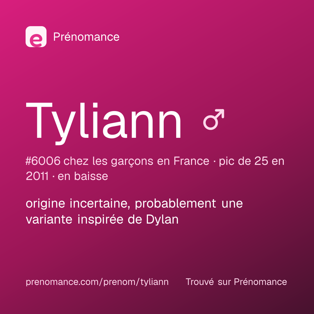 Carte de partage du prénom Tyliann
