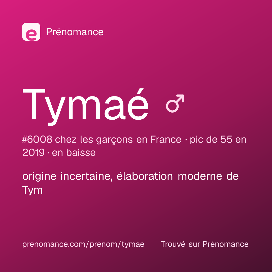 Carte de partage du prénom Tymaé