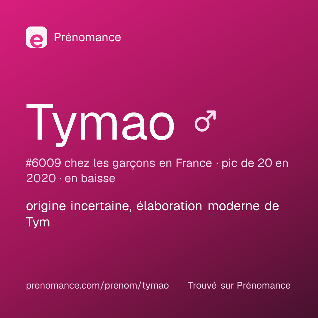 Carte de partage du prénom Tymao