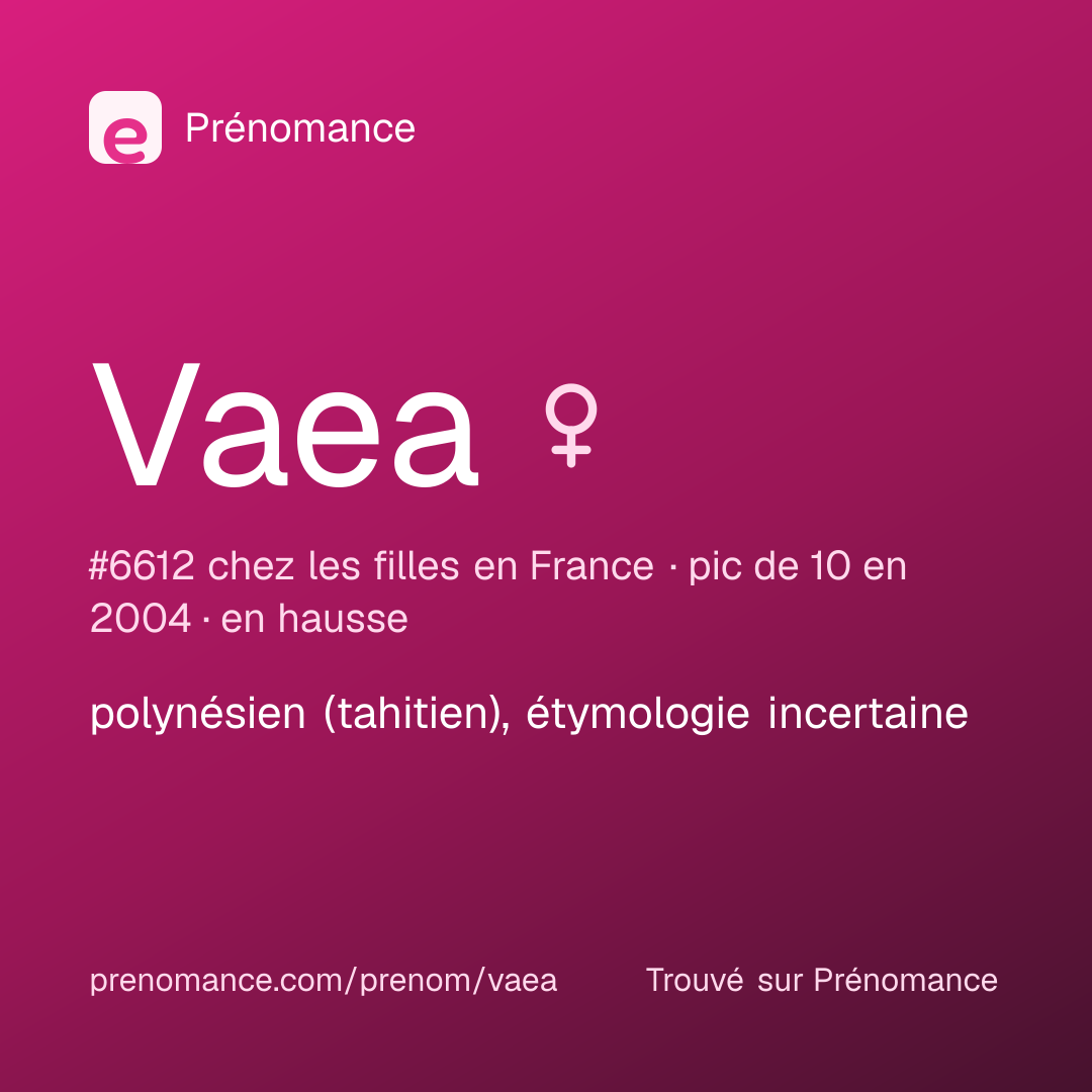 Carte de partage du prénom Vaea