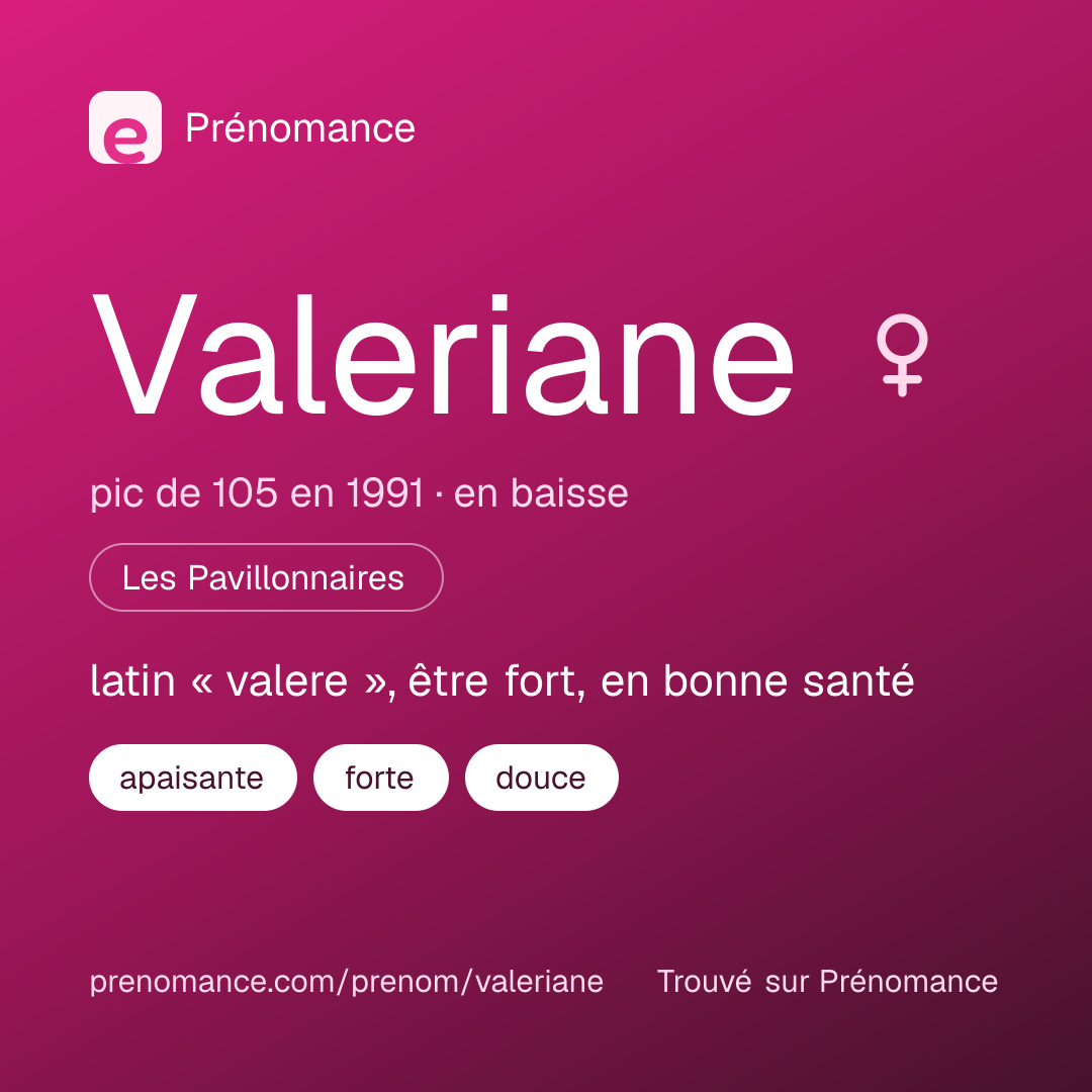 Carte de partage du prénom Valeriane