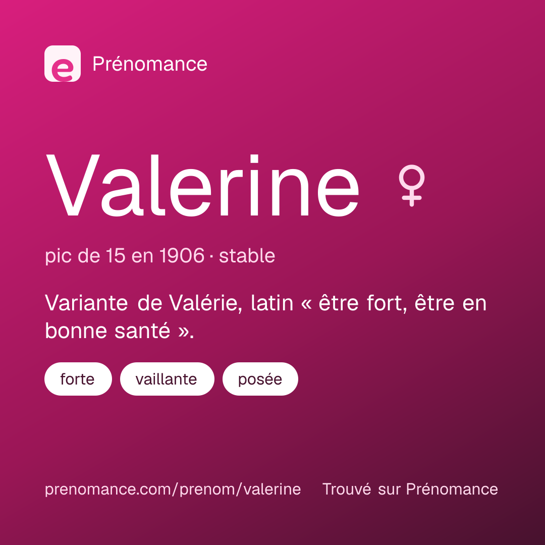 Carte de partage du prénom Valerine
