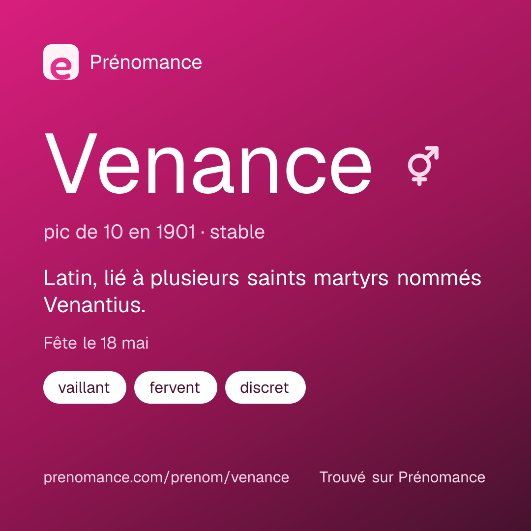 Carte de partage du prénom Venance