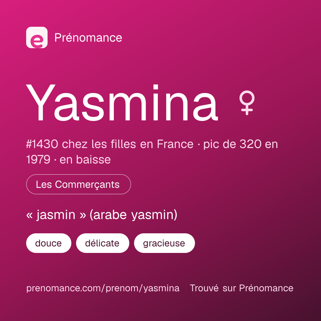 Carte de partage du prénom Yasmina