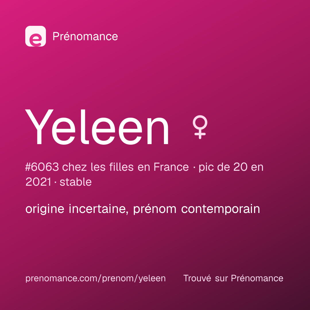 Carte de partage du prénom Yeleen