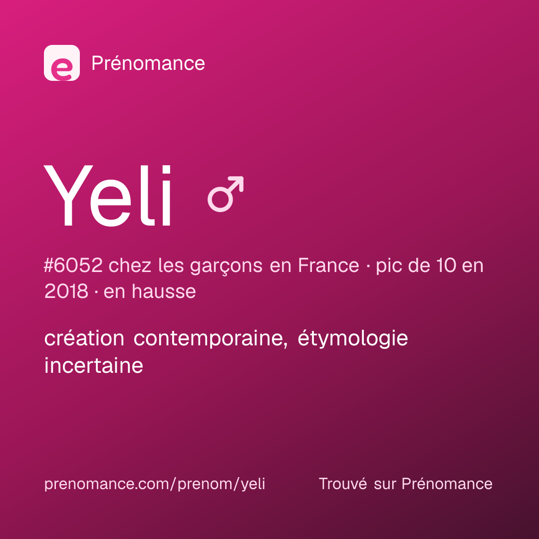 Carte de partage du prénom Yeli