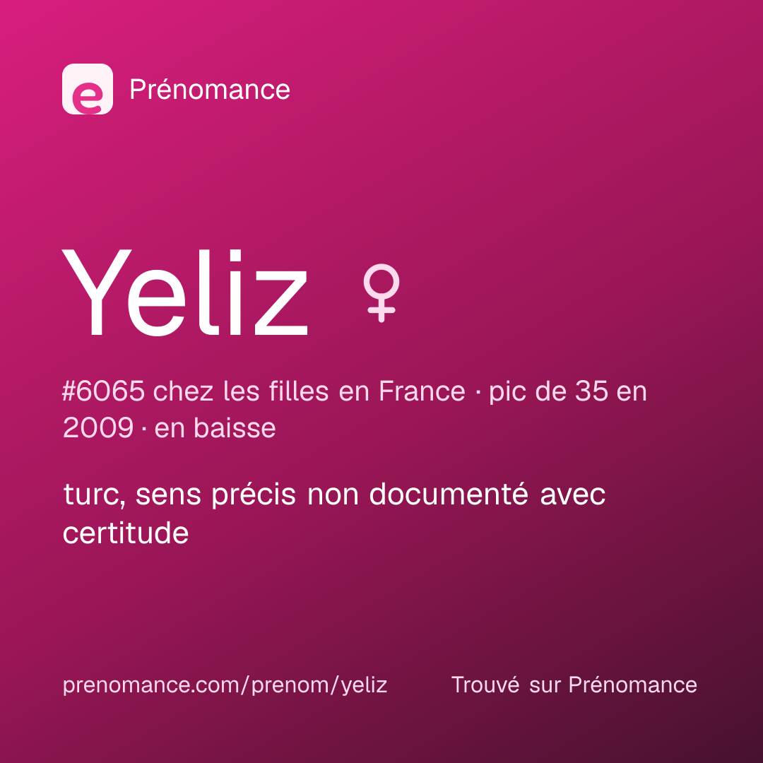 Carte de partage du prénom Yeliz