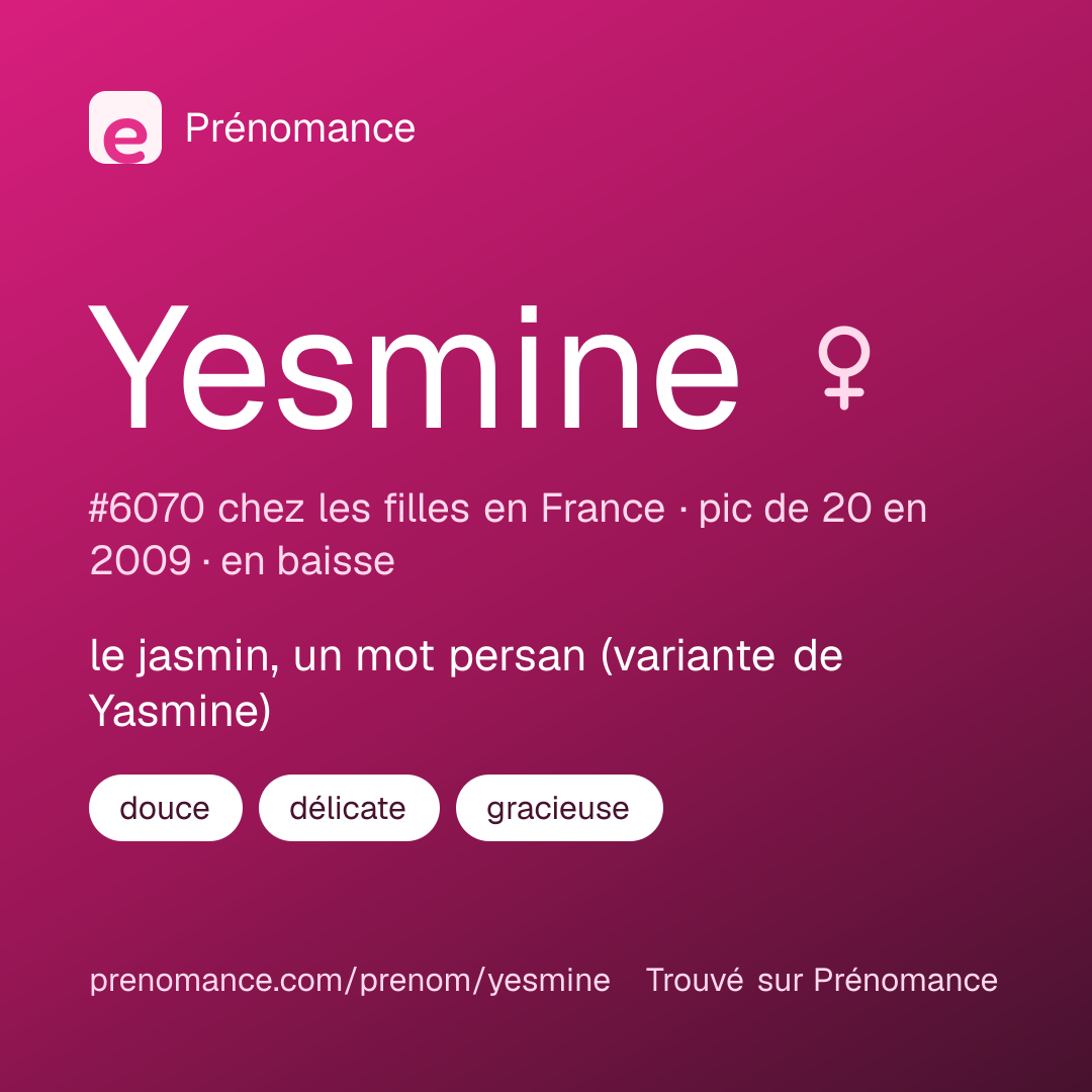 Carte de partage du prénom Yesmine