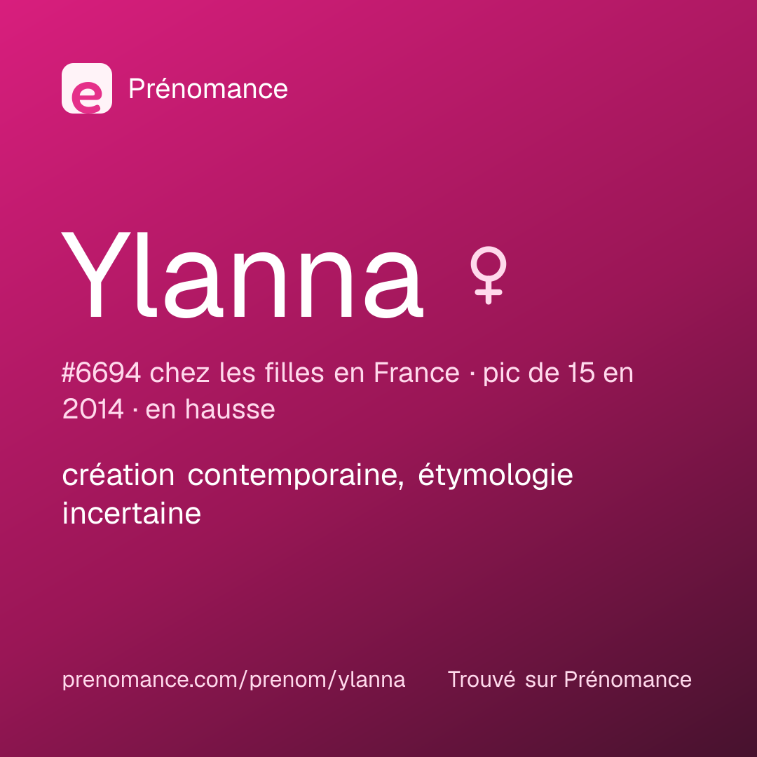 Carte de partage du prénom Ylanna