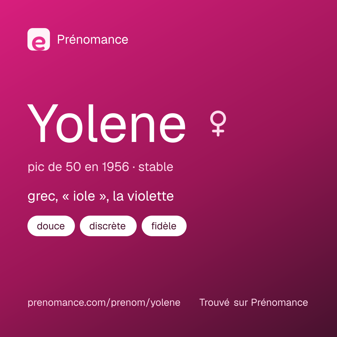 Carte de partage du prénom Yolene