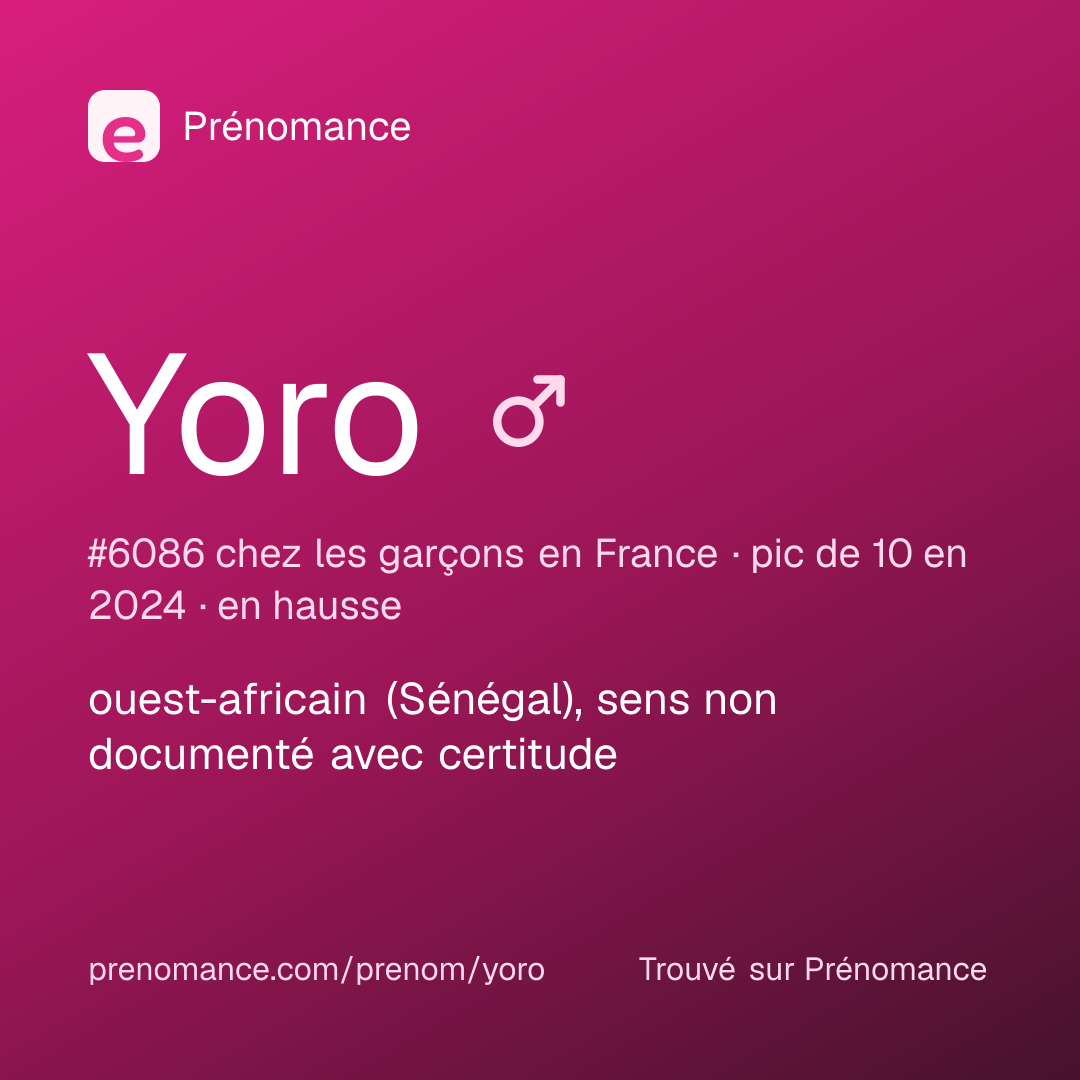 Carte de partage du prénom Yoro