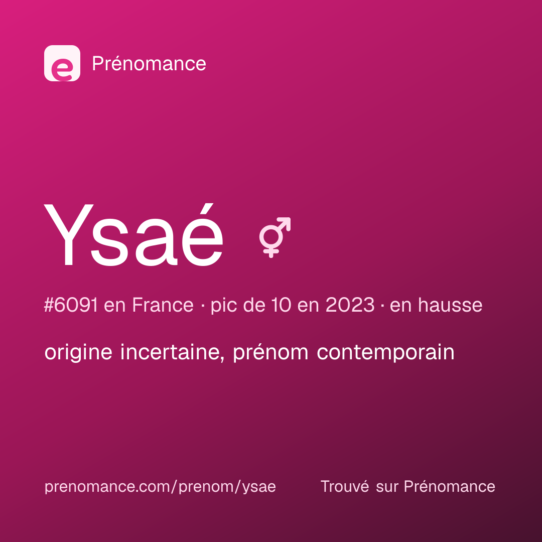 Carte de partage du prénom Ysaé