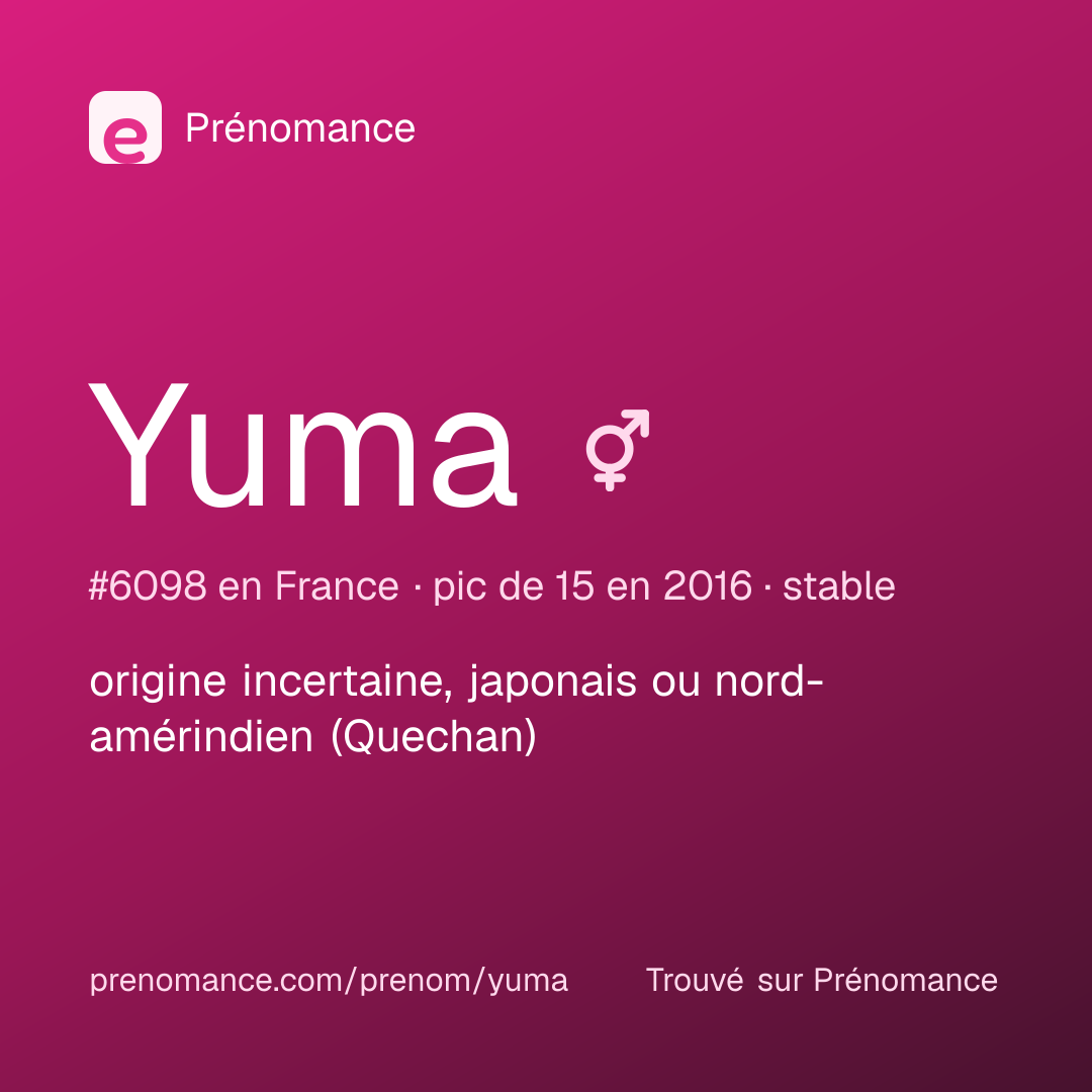 Carte de partage du prénom Yuma