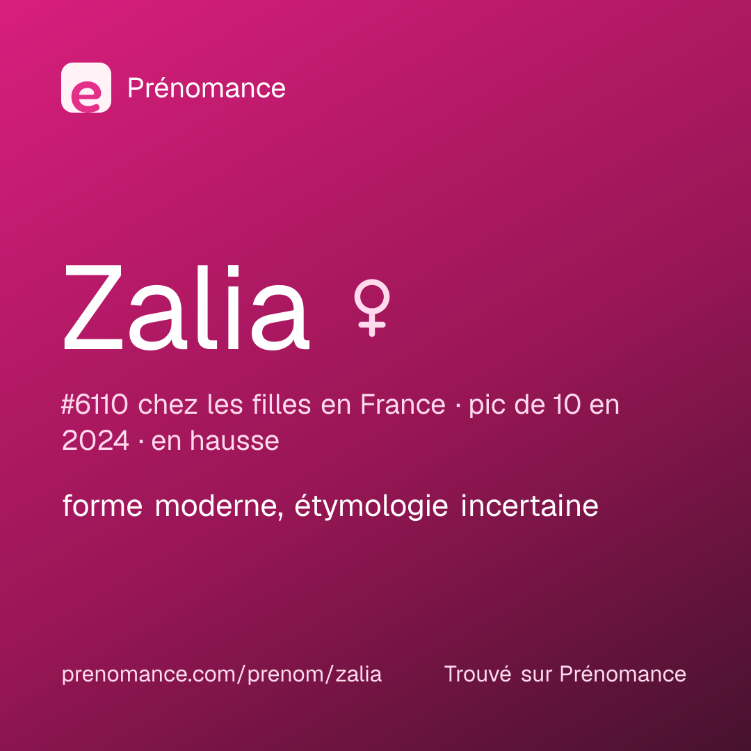 Carte de partage du prénom Zalia