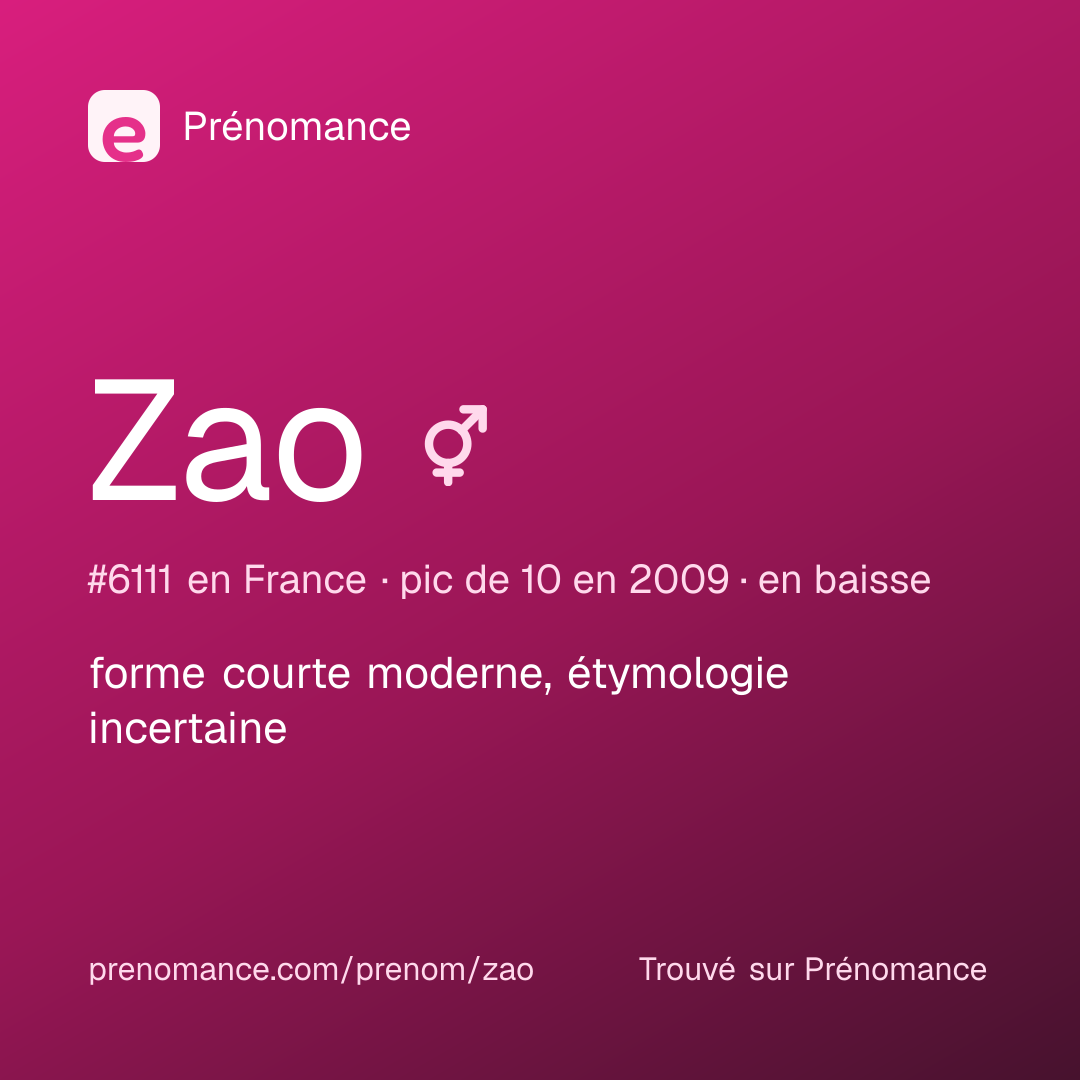 Carte de partage du prénom Zao